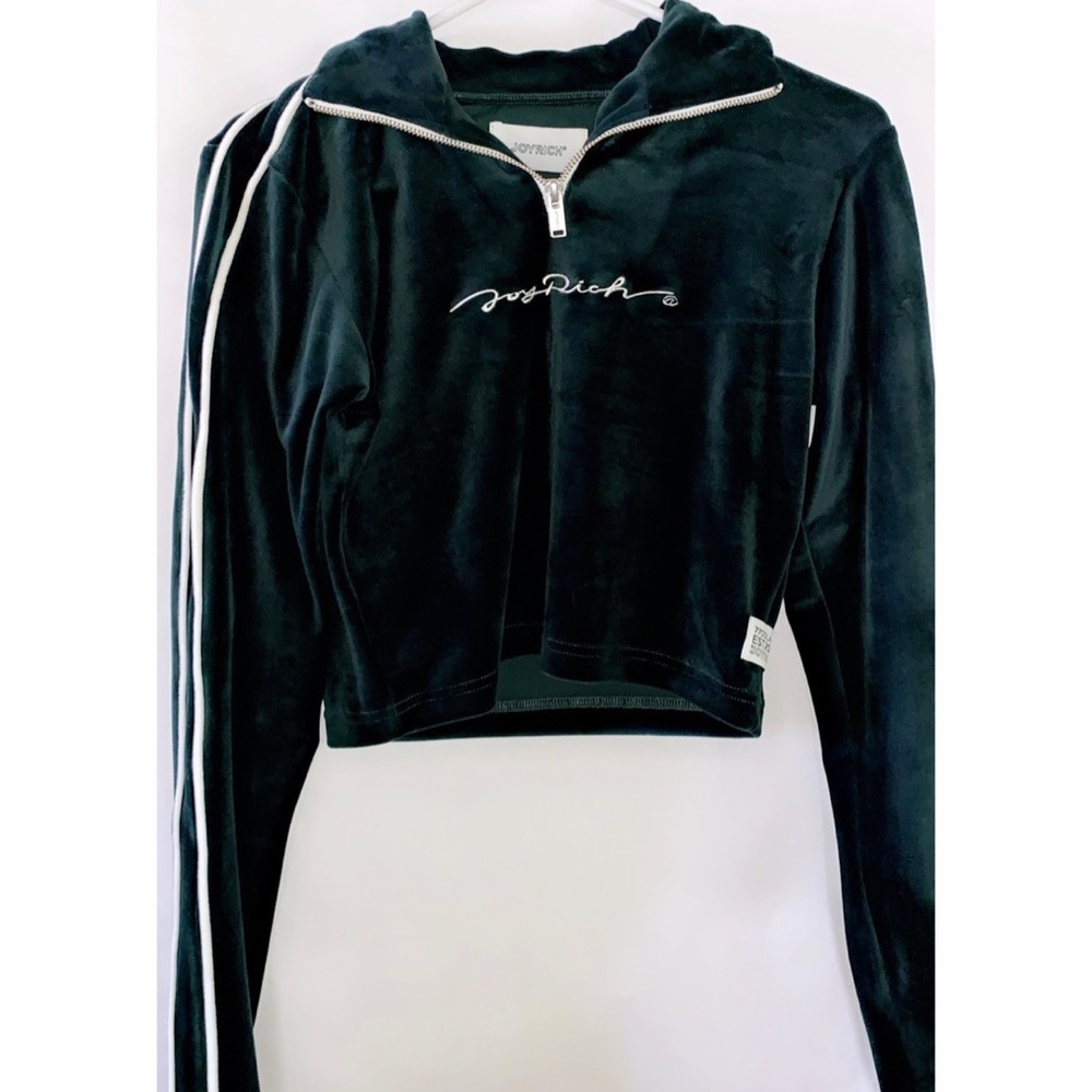 Joyrich Green crop half zip turtleneck